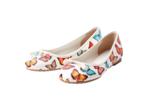 AI generated Butterfly-Printed Ballet Flats on transparent background. png