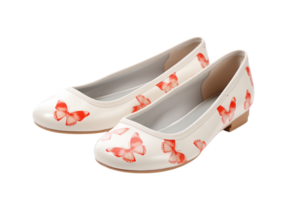 AI generated Butterfly-Printed Ballet Flats on transparent background. png