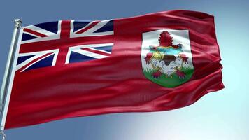 4k render Bermudas bandeira vídeo acenando dentro vento Bermudas bandeira onda ciclo acenando dentro ganhar video
