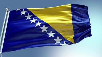 4k render Bosnia and Herzegovina Flag video waving in wind Bosnia and Herzegovin