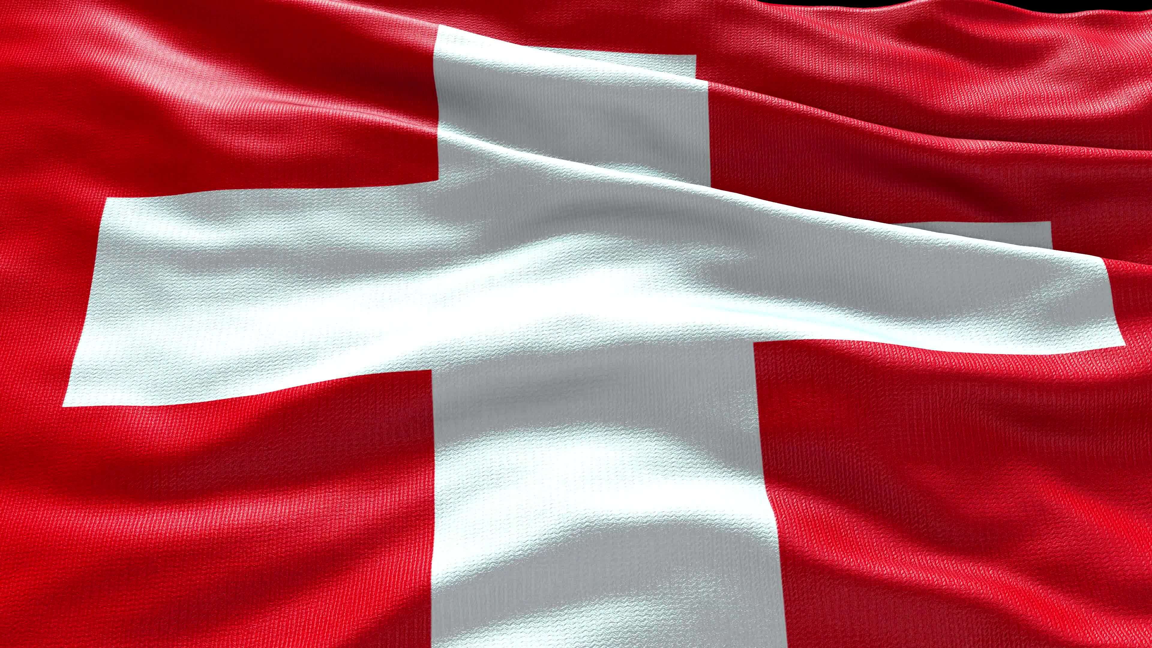 4k render Switzerland Flag video waving in wind Switzerland Flag Wave