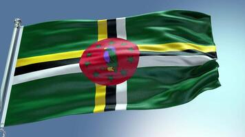 4k hacer dominica bandera vídeo ondulación en viento dominica bandera ola lazo ondulación en w video