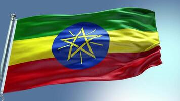 4k rendere Etiopia bandiera video agitando nel vento Etiopia bandiera onda ciclo continuo agitando nel w
