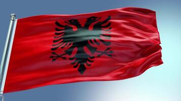 4k hacer Albania bandera vídeo ondulación en viento Albania bandera ola lazo ondulación en ganar video