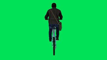 Shpsz man riding a bicycle from the back angle video