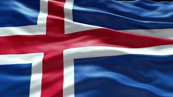 4k render Islândia bandeira vídeo acenando dentro vento Islândia bandeira onda ciclo acenando dentro ganhar video