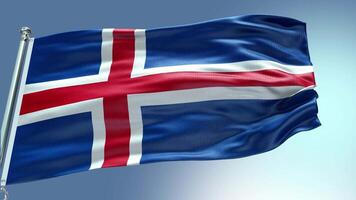 4k rendre Islande drapeau vidéo agitant dans vent Islande drapeau vague boucle agitant dans gagner video
