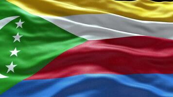 4k render Comores bandeira vídeo acenando dentro vento Comores bandeira onda ciclo acenando dentro ganhar video
