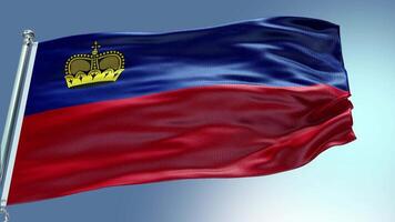 4k rendre Liechtenstein drapeau vidéo agitant dans vent Liechtenstein drapeau vague boucle w video