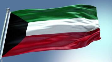 4k hacer Kuwait bandera vídeo ondulación en viento Kuwait bandera ola lazo ondulación en viento video