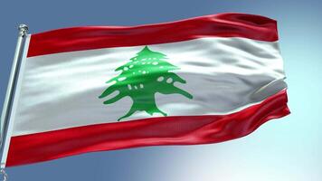 4k rendre Liban drapeau vidéo agitant dans vent Liban drapeau vague boucle agitant dans gagner video