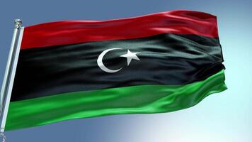 4k render Líbia bandeira vídeo acenando dentro vento Líbia bandeira onda ciclo acenando dentro vento ré video
