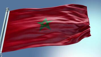 4k render Marrocos bandeira vídeo acenando dentro vento Marrocos bandeira onda ciclo acenando dentro ganhar video