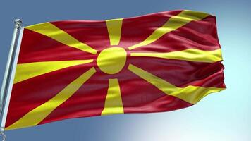 4k rendre Nord macédoine drapeau vidéo agitant dans vent Nord macédoine drapeau vague lo video