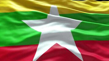4k hacer myanmar bandera vídeo ondulación en viento myanmar bandera ola lazo ondulación en ganar video