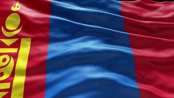 4k rendre Mongolie drapeau vidéo agitant dans vent Mongolie drapeau vague boucle agitant dans w video