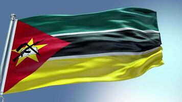 4k render Mozambique Flag video waving in wind Mozambique Flag Wave Loop waving