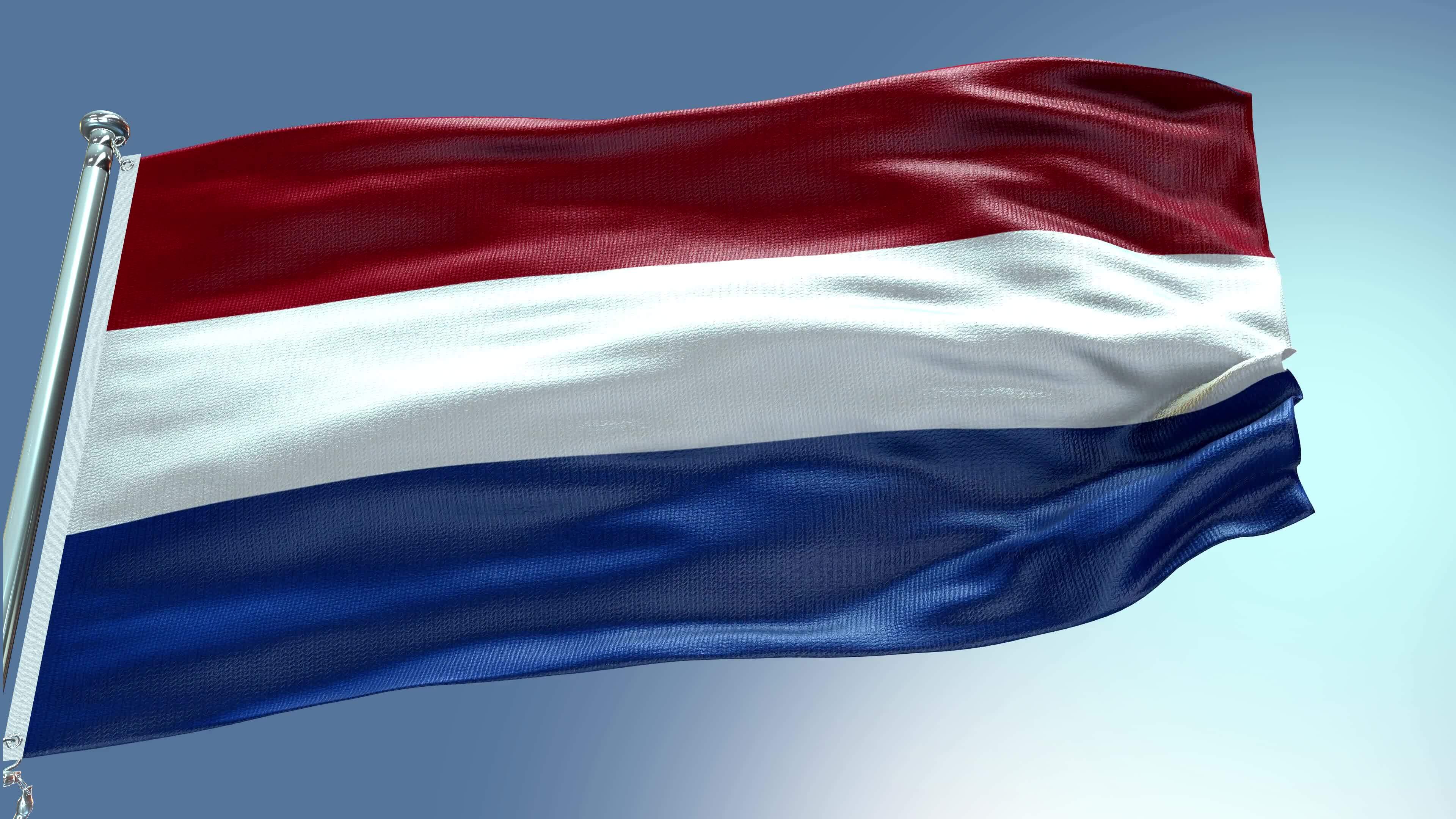 4k render Netherlands Flag video waving in wind Netherlands Flag Wave