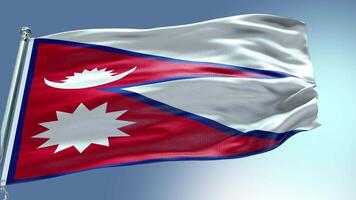 4k rendre Népal drapeau vidéo agitant dans vent Népal drapeau vague boucle agitant dans vent ré video