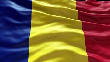 4k render Romania Flag video waving in wind Romania Flag Wave Loop waving in win