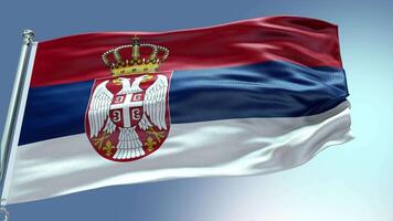 4k hacer serbia bandera vídeo ondulación en viento serbia bandera ola lazo ondulación en viento video