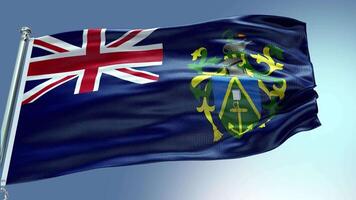 4k rendre Pitcairn îles drapeau vidéo agitant dans vent Pitcairn îles drapeau vague video