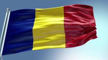4k render Romania Flag video waving in wind Romania Flag Wave Loop waving in win