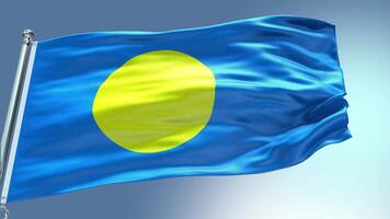 4k rendre Palau drapeau vidéo agitant dans vent Palau drapeau vague boucle agitant dans vent ré video