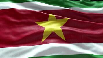 4k render suriname bandeira vídeo acenando dentro vento suriname bandeira onda ciclo acenando dentro W video