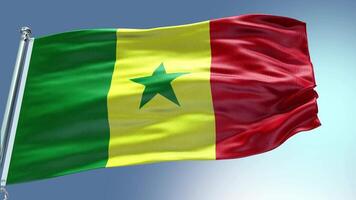 4k rendre Sénégal drapeau vidéo agitant dans vent Sénégal drapeau vague boucle agitant dans gagner video