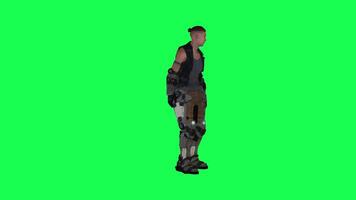 3d people in chroma key background isolated Modern warrior man watching in speci video