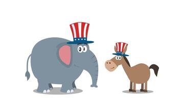 Political Elephant and Donkey Democrat. 4K Animation Video Motion Graphics Without Background