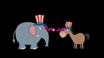 politisch Elefant republikanisch und Esel Demokrat. 4k Animation Video Bewegung Grafik ohne Hintergrund