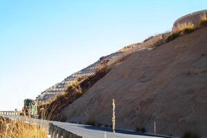 a road in the mountain , this road is known as quetta road, rakhi gaj steel bridge is famous in the world its a new wonder in constriction in Pakistan on 2023-09-25 photo