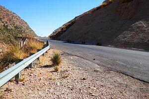 a road in the mountain , this road is known as quetta road, rakhi gaj steel bridge is famous in the world its a new wonder in constriction in Pakistan on 2023-09-25 photo