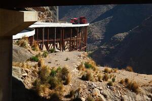 a road in the mountain , this road is known as quetta road, rakhi gaj steel bridge is famous in the world its a new wonder in constriction in Pakistan on 2023-09-25 photo