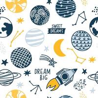 Seamless pattern of space elements vector