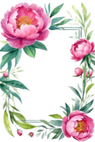 AI generated watercolor pink -color peony flower wreath png