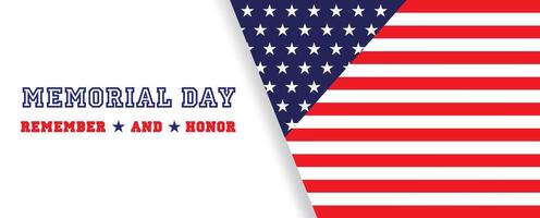 U.S.A. flag on shadow with the nam and slogan's lettering of Memorial day on white  background. All in vector design.