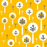 Stylized dandelions on a yellow backkground, summer seamless pattern, colorful floral print vector