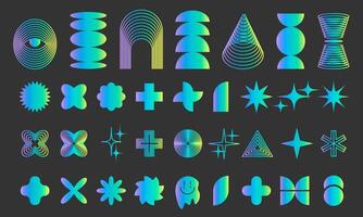 Brutalist abstract geometric shapes and grids.Trendy geometric neo brutalism forms, memphis elements vibrant colors gradient. Simple contemporary shapes forms,symbols.Vector illustration vector