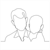 Continuous single line art drawing of son and his father concept father's day outline  vector illustration