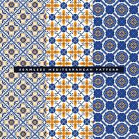 vintage seamless mediterranean tile pattern decorative background vector