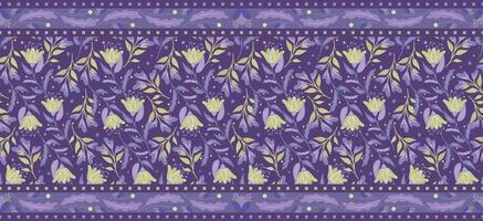 Seamless repeat borders with floral elements. Can be used for textiles, frames, borders, background decoration etc vector