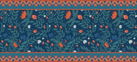 Seamless repeat borders with floral elements. Can be used for textiles, frames, borders, background decoration etc vector