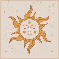 The ancient symbol of the sun with face vector