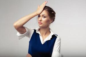 woman headache failed to upset business photo