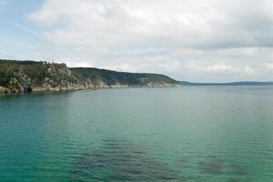 Ocean view. Nature background with nobody. Morgat, Crozon peninsula, Brittany, France photo