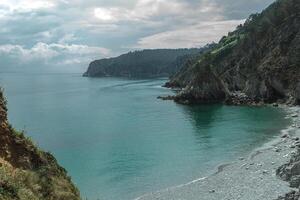 Ocean view. Nature background with nobody. Morgat, Crozon peninsula, Brittany, France photo