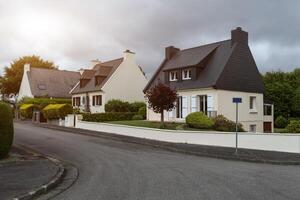 Rural storey house exteriour, summer outdoors Brest, France, 31 May 2018 photo